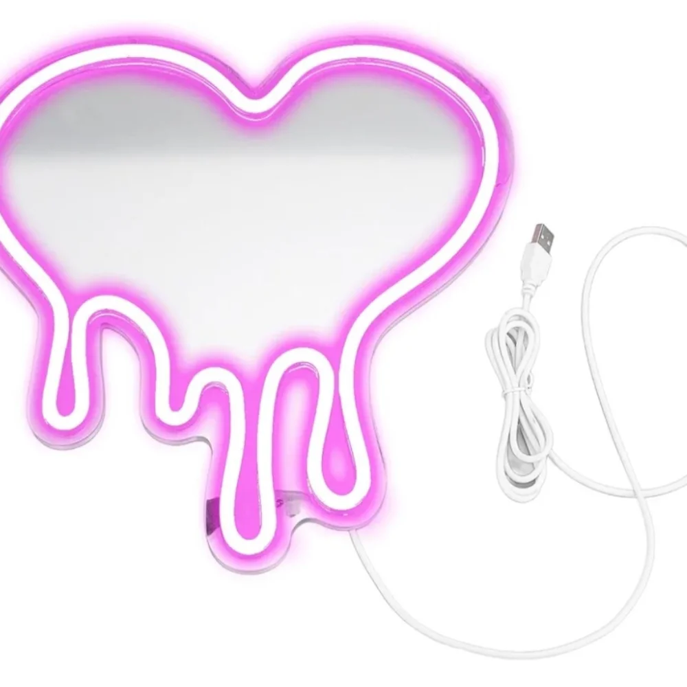 NWT Neon Pink Dripping Heart Neon Dimmable Light